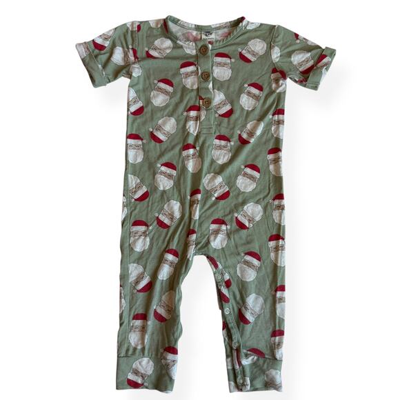Santa Bamboo Holiday Pajama Romper 18-24 months - Picture 1 of 12